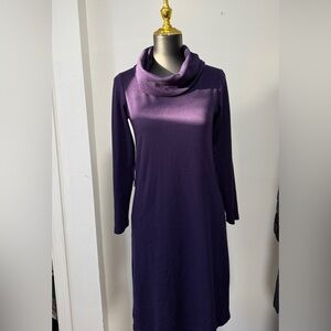 Nina Leonard Deep Purple Cowl Neck Dress